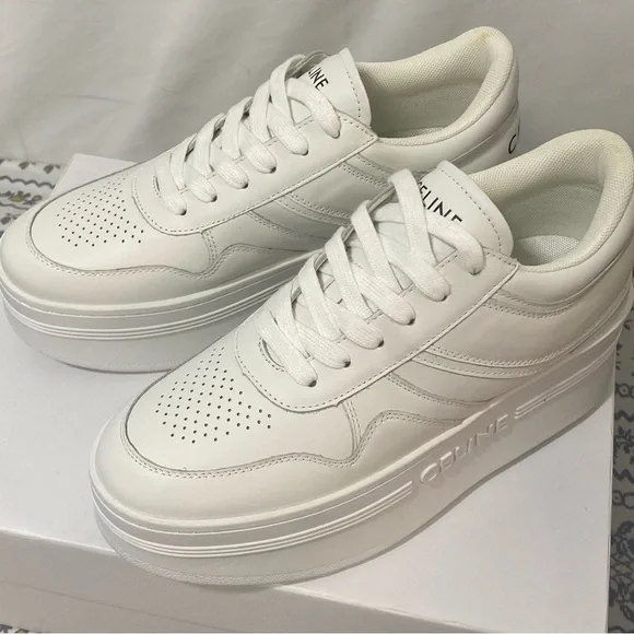 CELINE White Platform Sneakers - Picture 1 of 5
